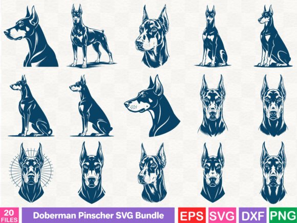 A Doberman SVG Bundle for Premium Crafting Graphics & Illustrations