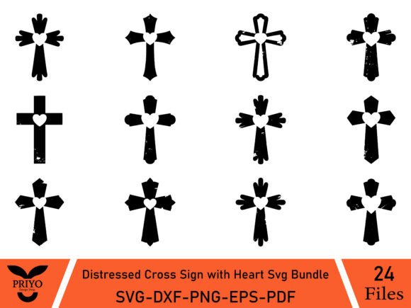 A Practical Review of the Distressed Cross Sign with Heart Graphics