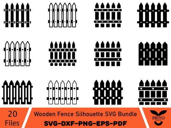 A Rustic Wooden Fence Silhouette for Decorative Graphics