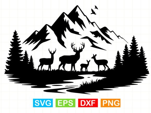 An Expert Review: Deer Family Mountain Scene for Local Brand Graphics