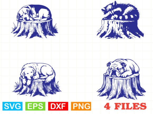 Dog Svg Sleeping on Tree Stump Laser Svg Graphics Review