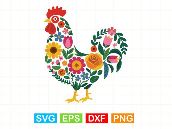 Flower Chicken SVG Graphics for T-Shirt Designs and Editorial Use