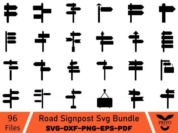 Road Signpost SVG Bundle for Editorial Graphics