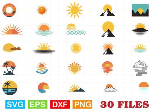 Sunrise Svg Retro Sunset Graphics & Illustrations