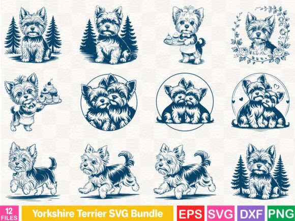 Versatile Yorkshire Terrier Graphics for Your Crafting Business